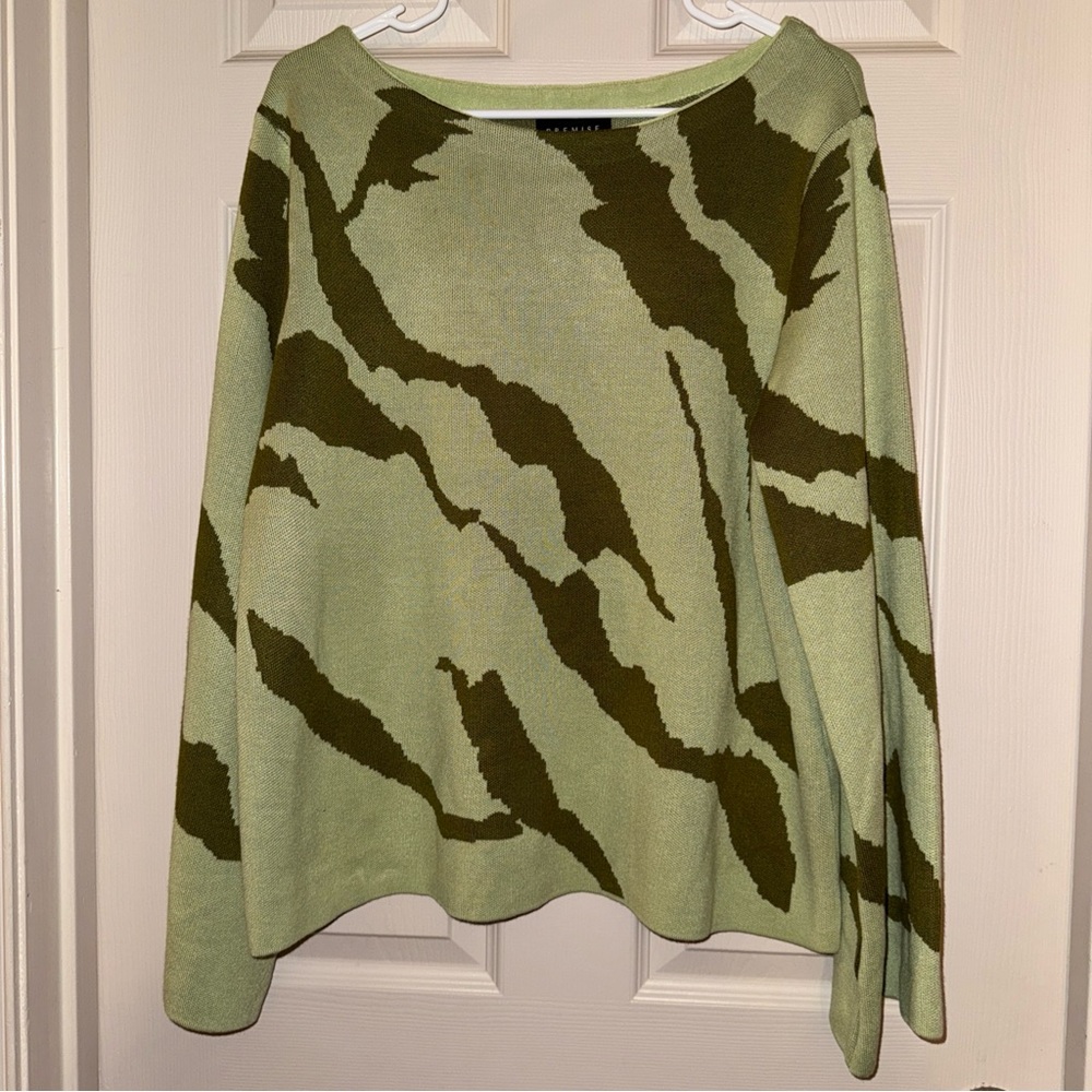Premise Green and Olive Crew Neck Sweater